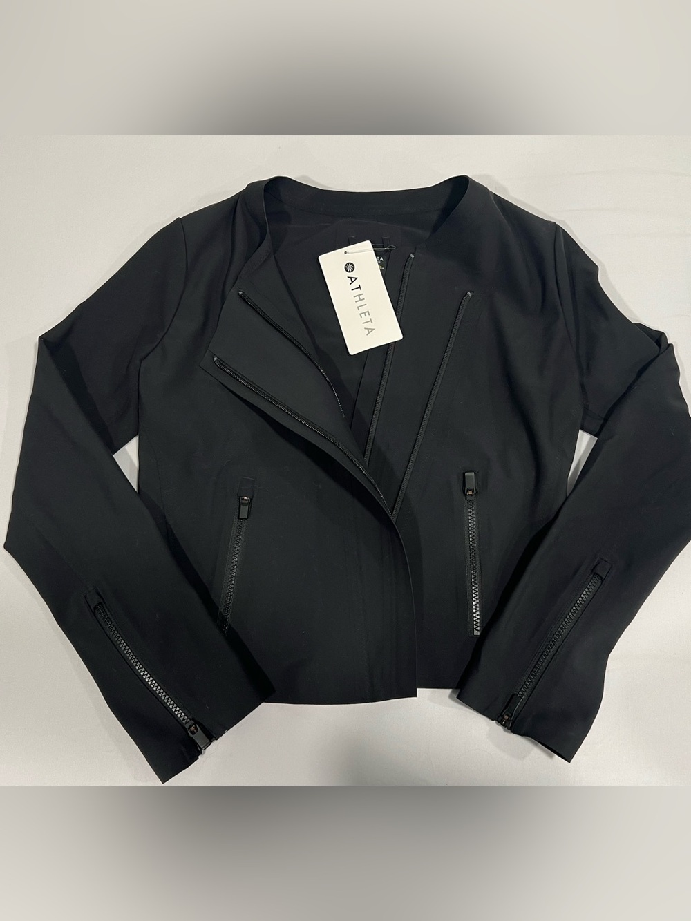 Athleta Stellar Black Asymmetrical Zip Moto Jacket New With Tags